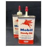 (2) Mobil Handy Oil Cans