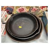 (3) Imported Cast Iron Frying Pans