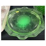 Uranium Glass Plates with Cake Stand