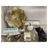 Chinaware Bowl, Perfume Bottle, Halston Sunglasses