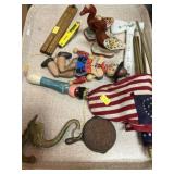 Jeff White Redware Figurines, Miniature Flags, etc