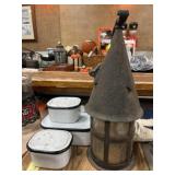 2 Porch Lanterns and Enamelware Canisters