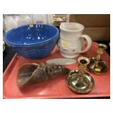 Longaberger Pottery with Candlesticks