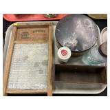 Washboard, Cheese Box, Cocoa Bottle