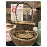 Wicker and Rye Straw Woven Bowls and Baskets