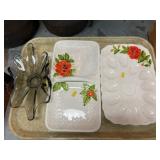 Porcelain Egg Plate with Art Glass Candy Dish