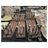 (3) Porcelain Button Decorated Wall Racks