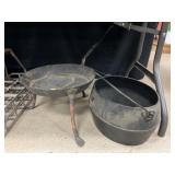 Primitive Cast Metal Kettle with Frying Pan