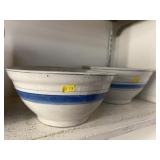 (2) Stoneware Banded Mixing Bowls