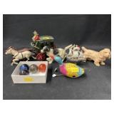 Cast Metal Animal Figurines with Marbles