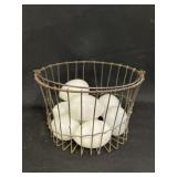 Miniature Wire Form Egg Basket with Glass Eggs