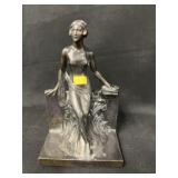 Art Nouveau Bronze Planted Bookend