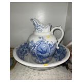 Transferware Pitcher and Bowl
