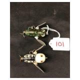 2 Vintage Heddon Tiny Crazy Crawler Lures