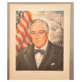 Color 1943 Litho Print of FDR