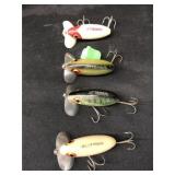 4 Vintage Arbogast Jitterbug Lures