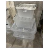 (4) Plastic Storage Totes with Lids
