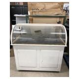 Wood Lighted Bow Front Display Case on Rollers