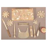 Lot of Antique Mother of Pearl Sewing Accessories.