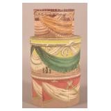 Three Reproduction Wallpaper Covered Boxes.