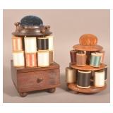 Two Antique/Vintage Wood Sewing Caddies.
