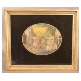 19th C. Silk & Watercolor Needlework Pictorial.