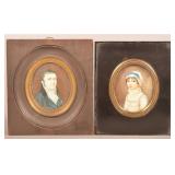 Two 19th Century Miniature Watercolor Portraits.