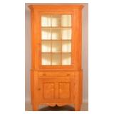 PA 19th Century Softwood 2-Part Corner Cupboard.