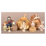 Lot of Antique Porcelain Pin Cushion Dolls.