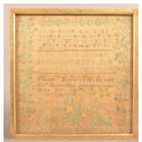 Early 19th C. Rowed-Type Needlework Sampler.