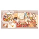 Lot of Antique Printed Fabric and Thread.