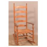 19th C. Mixed-Wood Ladder-Back Rocking Chair.
