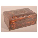 19th Century Faux Tortoise Shell Sewing Box.