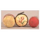 Three 19th Century Fabric Ball Pin Cushions.