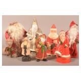 Seven Various Contemporary Folk Art Santas.