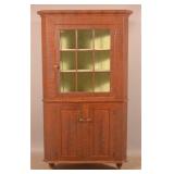 PA Softwood Grain-Painted 2-Part Corner Cupboard.