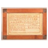 PA 19th Century Miniature Needlework Sampler.