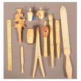 Lot of Antique Bone Sewing Tools and Accessories.