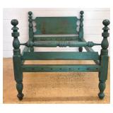 Early PA Blue Painted Antique Cannonball Rope Bed.