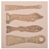 Four American Antique Sterling Ribbon Bodkins.