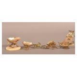 4 Antique Brass & Mother of Pearl Thimble Holders.