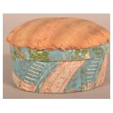 Oval Wallpaper Ribbon Box with Pin Cushion Top.