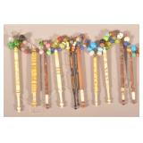 Ten Antique Bone and Wood Lace Bobbins.
