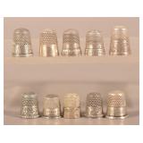 Ten Various Antique/Vintage Silver Thimbles.