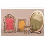 Three Sterling Picture Frames and .800 Silver Mug.