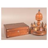 Antique Rosewood Sewing Box & Spool Holder.