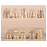 Ten Various Antique/Vintage Silver Thimbles.