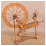 Antique Mustard Painted PA Spinning Wheel.