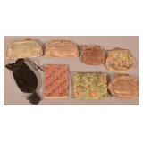 Eight Various Vintage Fabric Purses.