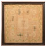 Framed Daning Sampler Signed "D.H. 1784".